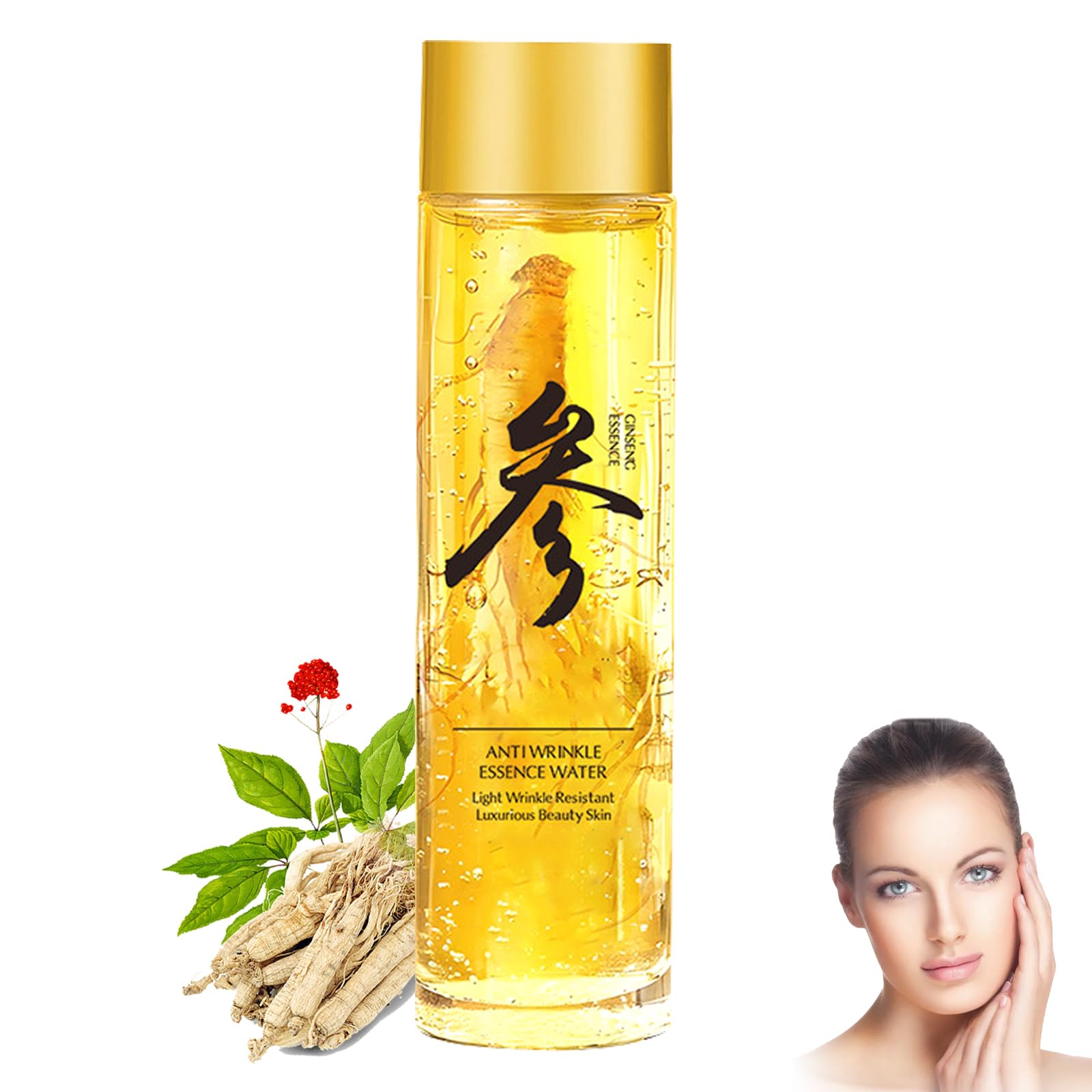 Ginseng Anti Wrinkle Serum, Ginseng Essence, Gold Ginseng Moisturizer, Polypeptide Anti-Wrinkle Ginseng Serum, for tightening sagging skin and reducing wrinkles