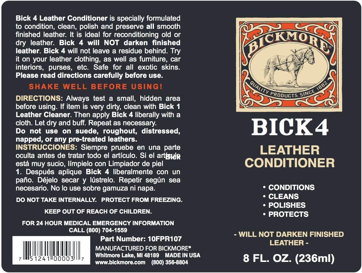 Bickmore Bick 4 Leather Conditioner 8 oz, Best Since 1882, Cleaner & Conditioner - Image 3