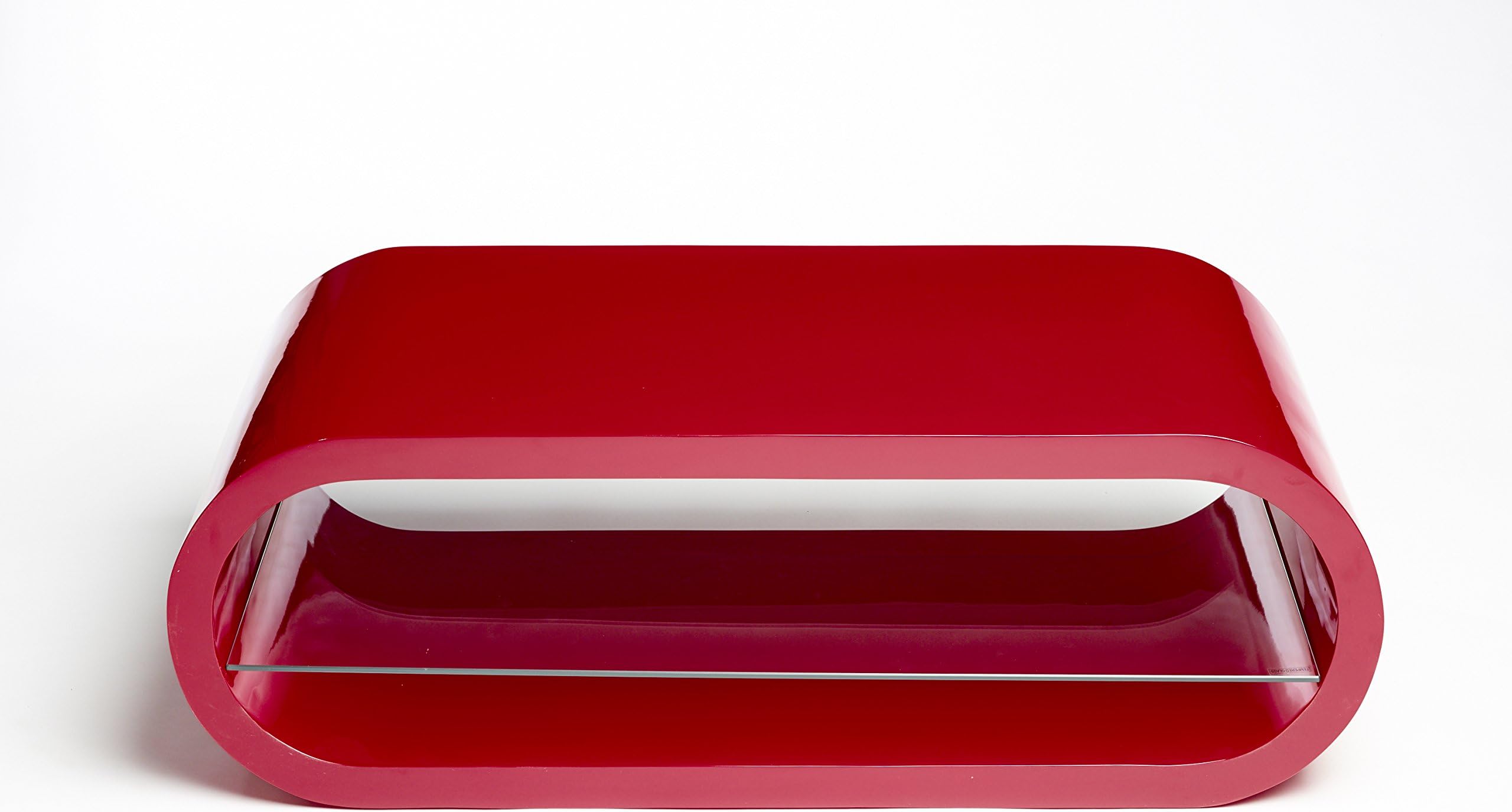 UKCOFFEETABLES MODERN DESIGNER HIGH GLOSS OVAL LED LCD TV STAND CABINET HIGH GLOSS BLACK, RED, WHITE (RED)