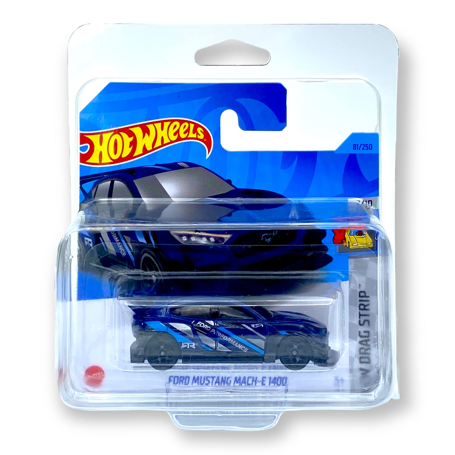 Hot Wheels Ford Mustang Mach-E 1400 (Dark Blue) 2/10 HW Drag Strip 2023-81/250 (Short Card) - COMES IN A KLAS CAR KEEPER PROTECTIVE COLLECTORS CASE - HKH29