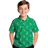 Boys Golf Polo Shirts Short Sleeve - Fun Hawaiian Performance Polo Shirt, Summer Casual Active Tops for Kids Age 7-14