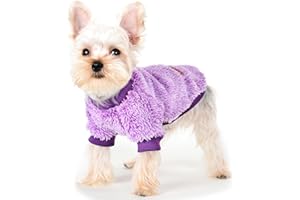 YIKEYO XS Dog Sweater Dog Sweaters for Small Dogs Girl Purple Small Dog Sweater Fleece Dog Clothes Winter Soft Thickening Warm Puppy Clothes for Small Dogs Girl & Boy Teacup Dog Yorkie Chihuahua （XS，Purple）