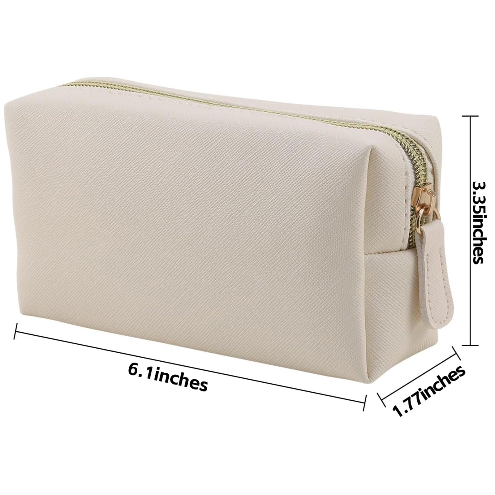 Apooliy Leather Makeup Bag for Purse Travel, Portable Small Cosmetic Organizer for Women and Girls, Make up Bag with Zipper