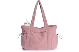 ECOHUB Tote Bag for Women, Work Tote Bags with Laptop Compartment, Large Corduroy Tote Bag with Stanley Cup Holder