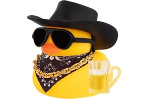 wonuu Rubber Duck Car Ornaments Funny Office Gifts Dashboard Decorations for Cool car Accessories with Cowboy Hat, Black