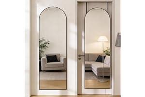 DUMOS Full Length Mirror 47x14 Inches - Arched Full Body Door Hanging Wall Mounted Aluminum Alloy Frame Mirror for Bedroom, D