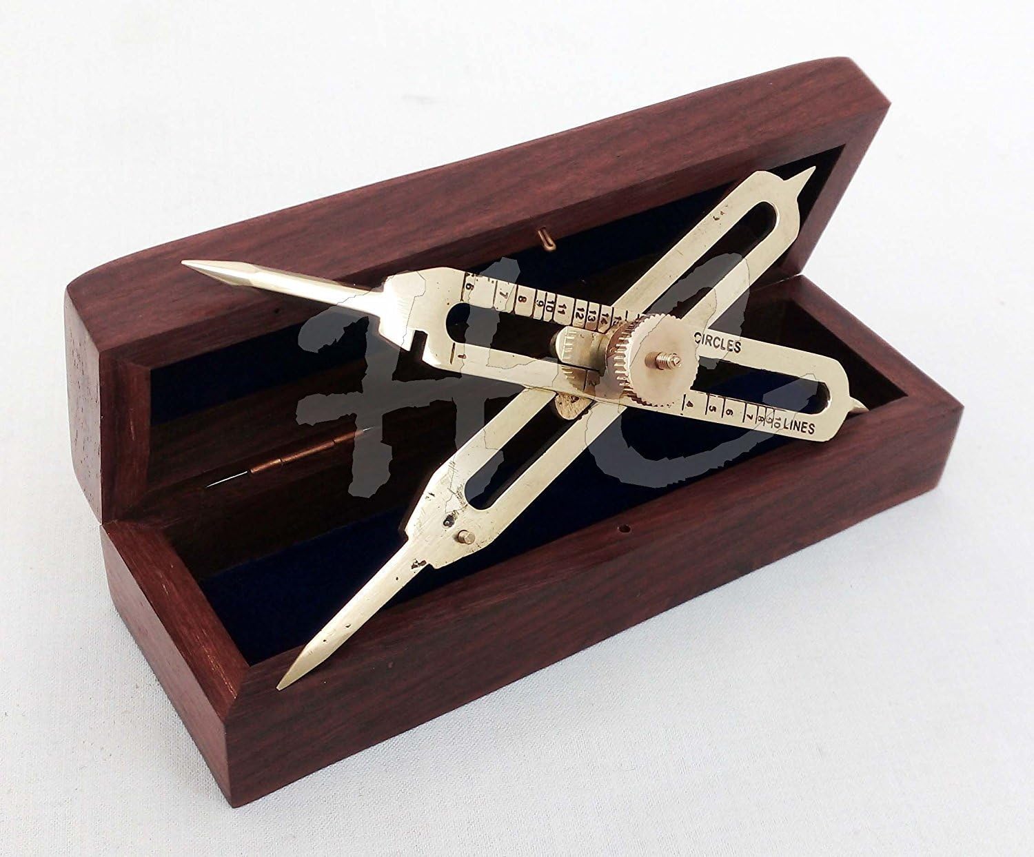 Aysha Nautical Proportional Divider 6 inch Artist Craft Tool with Anchor Inlaid Box Full Brass