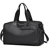 Outplea 18L Waterproof Gym Duffel Bag with Shoe Compartment & Wet Pocket for Men Women, Small Personal Item Travel Bag, Black