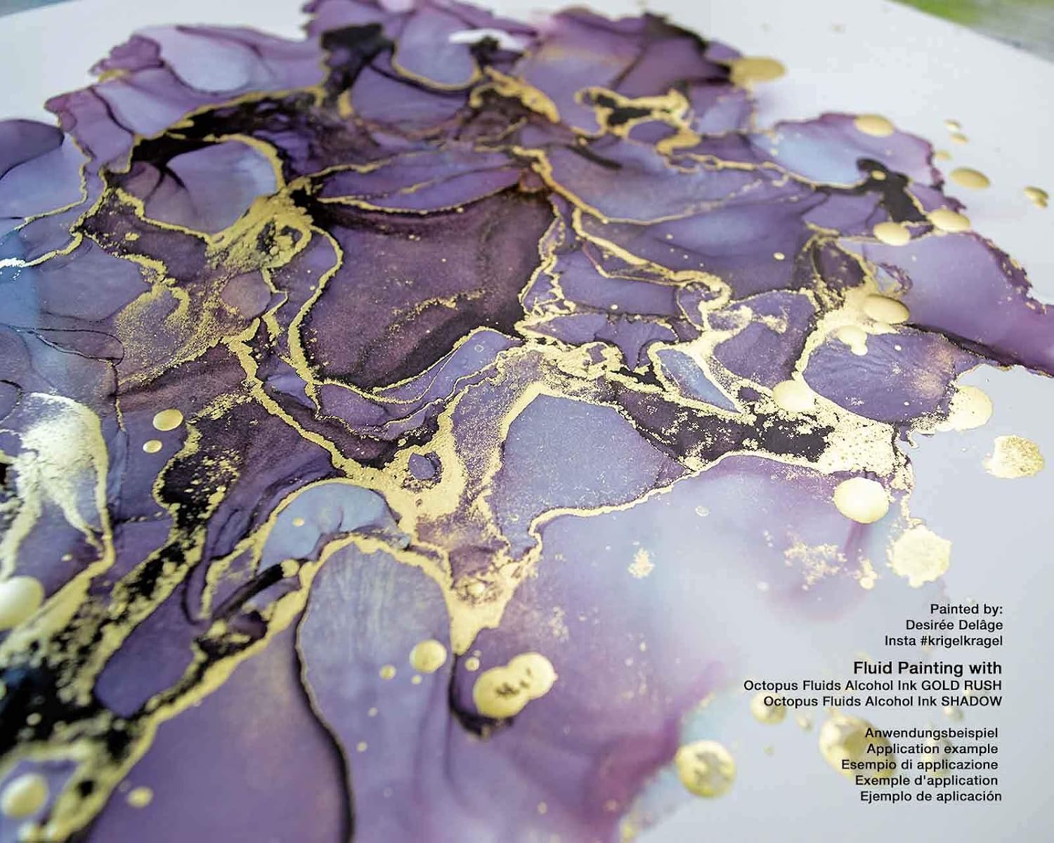 30ml Fluids Alcohol ink GOLD RUSH for fluid art and resin, metallic gold - Image 4