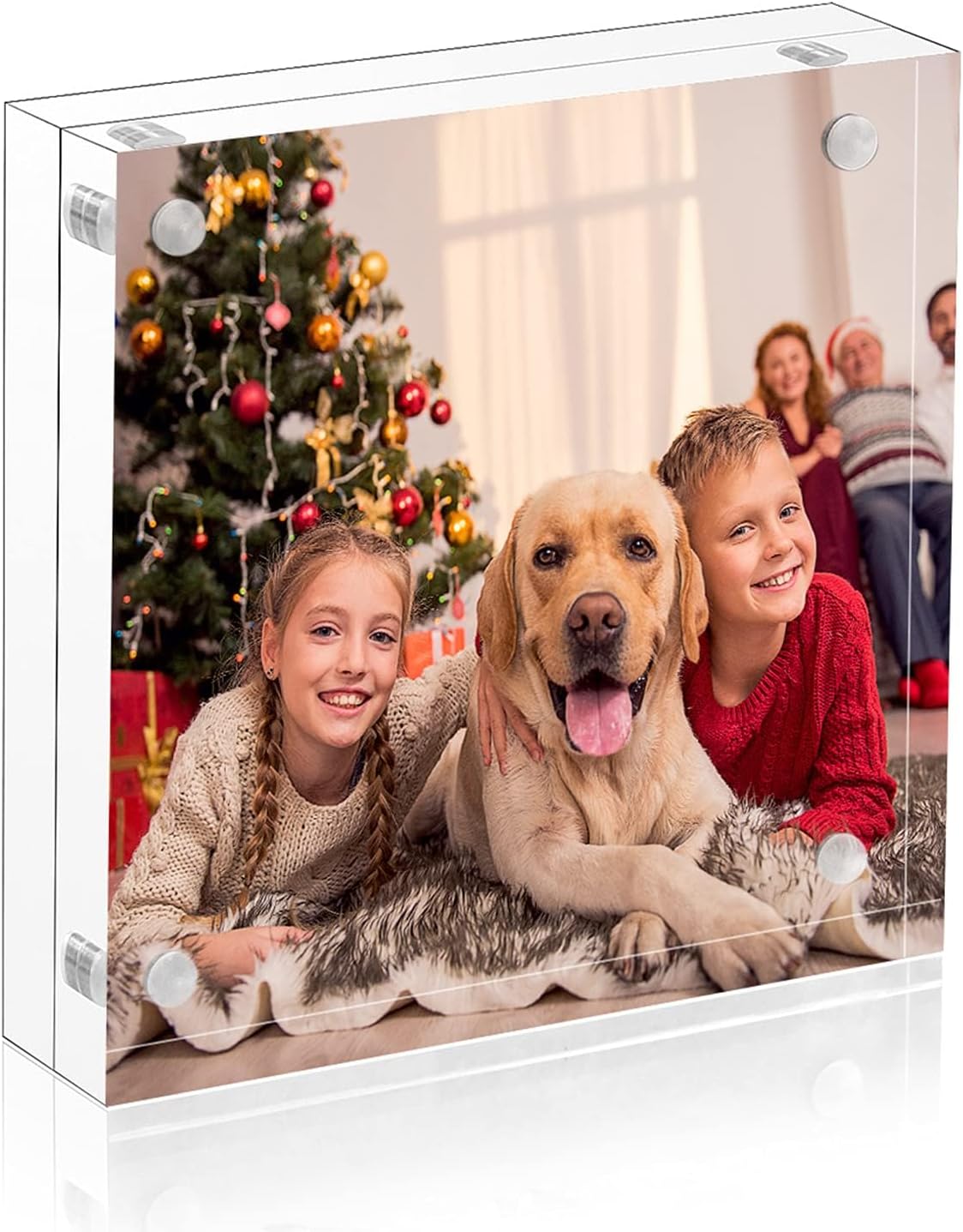 Photo Albums, Frames & Accessories - NIUBEE 8x8 Square Picture Frame, Clear Acrylic Double Sided Frameless Card Print Display with Gift Box Package