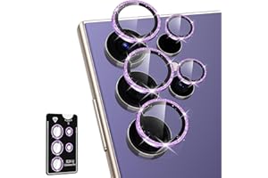 Avocase for Samsung Galaxy S24 Ultra Camera Lens Protector, Individual Metal Ring Tempered Glass Lens Cover, [Strong Adsorption] Scratch Resistant Ultra-Thin HD Clear Lens Cover, 1 Set-Purple Sparkly