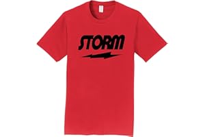 Logo Infusion Red T-Shirt 100% Cotton - Storm Bowling - Black Storm Logo - Design 00BC