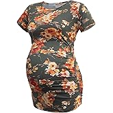 Smallshow Women's Maternity Shirt Tops Side Ruched Pregnancy Clothes Summer