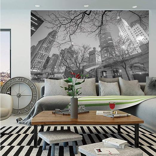 Amazon Com Sosung Black And White Decorations Wall Mural Chicago