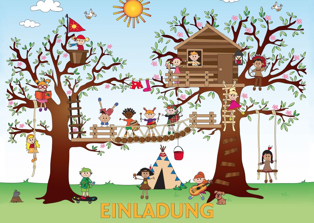 Set of 10 “climbing park”: Invitation cards for children’s birthday in the climbing park of Edition Colibri© - environmentally friendly, as climate-neutrally printed