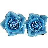 Blue mini rose studs small earrings colorful roses polymer clay handmade jewelry