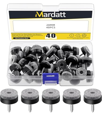 Fulier 20pcs Round Non-slip Felt Furniture Pads 1 1/8" Floor Protector For Chair Legs Feet Gray