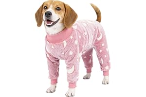 GabeFish Cozy Plush Dog Pjs, Fleece Pajamas for Dogs, Soft Long Sleeve, Four Legs Cute Onesie for Pets Pink Small