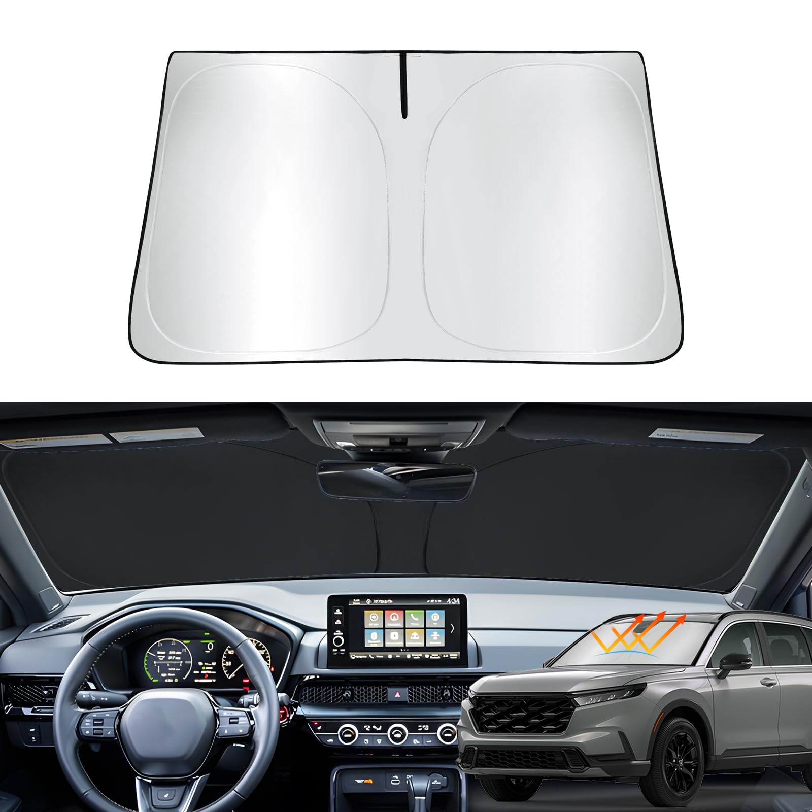 Photo 1 of ASZSK Windshield Sunshade for Honda CRV 2012-2025,Retractable Front Window Sun Shade Block UV Sun Visor CR-V Accessories