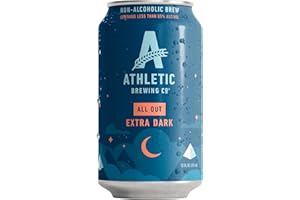 Athletic Brewing Company Craft Non Alcoholic Beer, Extra Dark Brew With Coffee & Chocolate Notes, Pair With Meat, Dried Fruit or Dessert, Vegan, All Out, 12 Pack, 12 FL Oz Cans