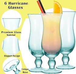 Cheardia 6 Pack Hurricane Glass, 14 oz Pina Colada