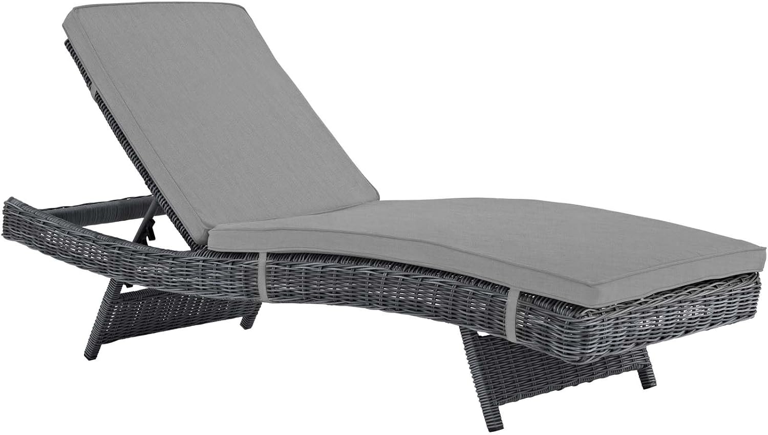 Modway Summon Wicker Rattan Outdoor Patio Sunbrella Fabric Chaise Lounge Chair in Canvas Tuscan: Kitchen & Dining