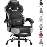 GTPLAYER Big &amp; Tall Gaming Chair, Wide Seat with Footrest, Charcoal | Ergonomic High Back Computer Desk Chair for Adults, Comfort Padded Seat with Lumbar Support Armrests Recliner for Office/Home