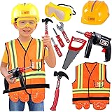 Construction Worker Costume Kids Role Play Dress up Set for 3 4 5 6 Years Toddlers Girls Boys Toys