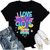 IFQ 90's Shirt for Women I Love The 90's T-Shirt Back to The 90s Tee Vintage Neon Party Music Tops