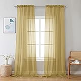 Chyhomenyc Sheer Gold Curtains 90 inches Long 2