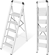 KINGRACK Folding Step Ladder 5 Steps with Handrail Aluminium 150 kg view 1