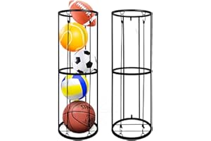 BEWITU Garage Ball Storage Rack, Wall-Mounted Basketball Holder, Vertical Ball Rack for Soccer Volleyball Football Basketball, Space-Saving Sports Ball Storage Organizer for Garage & Home
