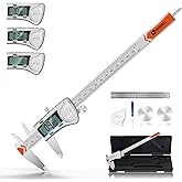 HARDELL Digital Caliper 8 Inch, Heavy-Duty IP54 Calipers with 3-Batteries & Extra Cover, All Stainless Steel Digital Micrometer Vernier Caliper, Inch/MM/Fraction, Auto-Off