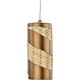 Varaluz Flow 1-Lt Cylinder Mini Pendant - Baguette/Natural Rattan