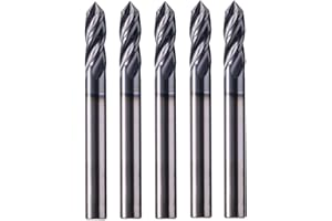 SEFHLI Solid Carbide Drill Mill Set(5Pc, 1/4in), AlTiN Coated, 4 Flute, 90° Included Angle, 1/4" Cutting Dia, 1/4" Shank Dia, 3/4" LOC, 2-1/2" OAL For Milling Alloy Steel, Hardened Steel, Iron, Copper