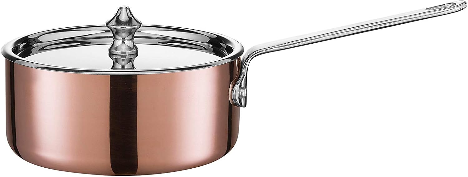 SCANPAN 77231200 Maitre 'D Copper Covered Saucepan, 0.6 quart, Metallic