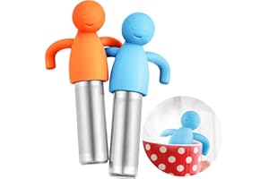 Hicarer 2 Pieces Tea Infuser for Loose Tea Cute Fine Mesh Tea Strainer Stainless Steel Tea Filter Ball Tea Diffuser Steeper for Teacups Teapots (Blue,Orange)