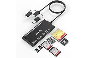 ROCKETEK USB C Lightning USB3.0 Multi Card Reader for SD CF XD MS Micro SD TF, 7 in 1 Memory Card Reader Adapter Hub for iPhone/iPad/MacBook/Samsung, for Windows, Mac OS, iOS, Linux, Android