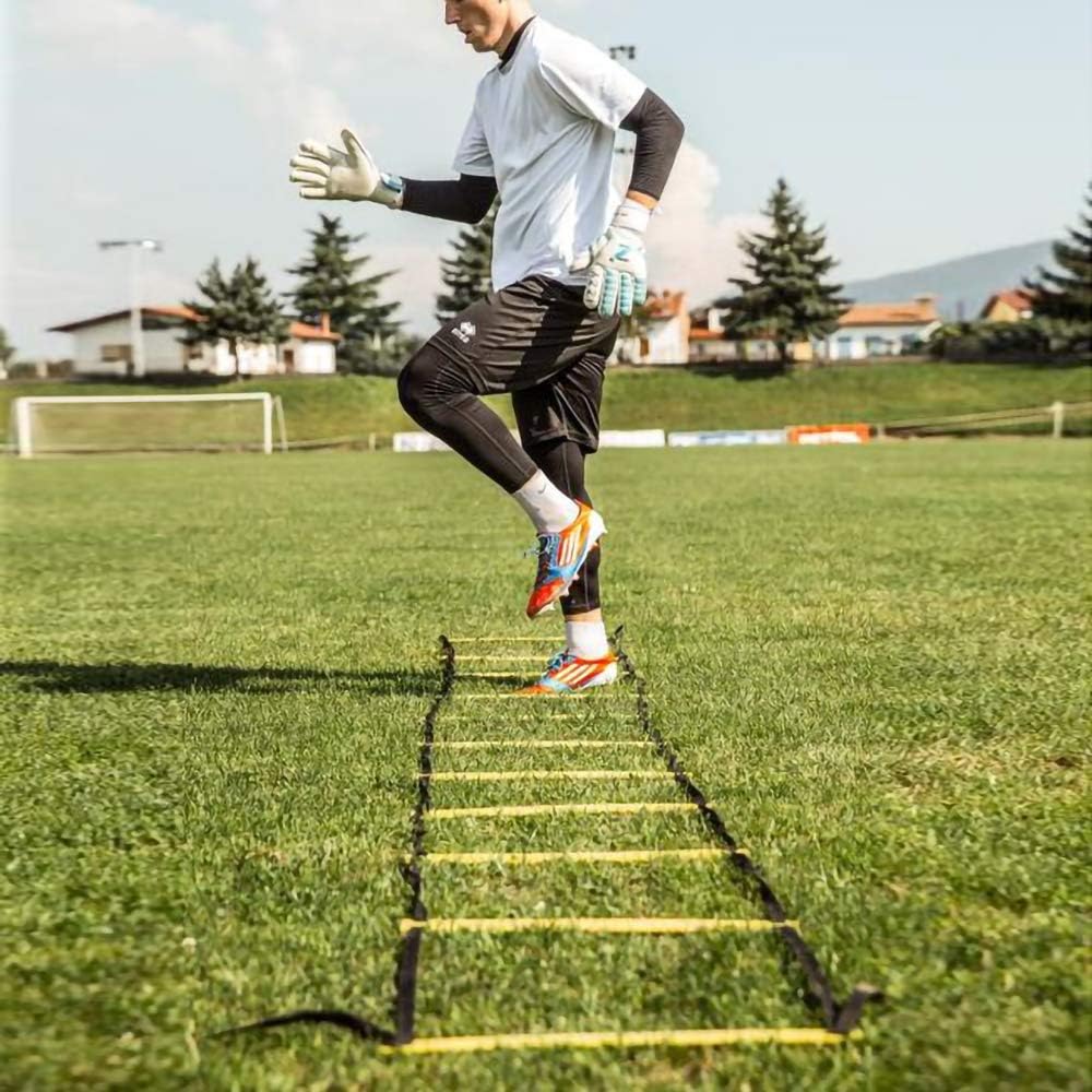 POWER GUIDANCE Agility Ladder (20 Feet) for Speed & Agility Trainning - with 12 Heavy Duty Plastic Rungs, 4 Pegs, Carry Bag & 10 Sports Cones (Yellow) : Sports & Outdoors