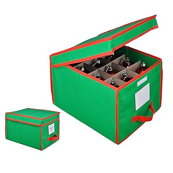 Mojawo Christbaumkugelbox Aufbewahrungsbox Weihnachten für 24 Christbaumkugeln Grün/Rot Aufbewahrung Christbaumkugeln