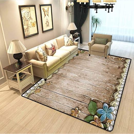 Amazon.com: Pearls Decor Collection Modern Area Rug Rustic Wooden 