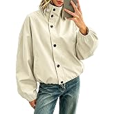 Megfie Womens Funnel Neck Bomber Jacket Waterproof Windbreaker Outerwear | Zipper And Button Closure, 100% Nylon, Elastic Cuffs And Hem, Side Hand Pockets, Puff Jacket, Windproof and waterproof fabric