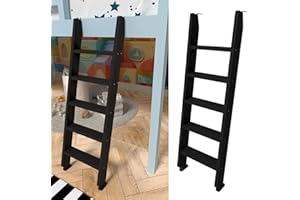 LBMBMO Black Wood Bunk Bed Ladder 50"/ 55"/ 60", Lofted/Dorm/RV Bed Bunkbed Ladders with 4 in Extra Deep Steps & Non-Slip Pads, Replacement Wooden Ladder for Motorhome/Camping - Load 660 lbs