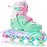 2PM SPORTS Inline Skates with Light Up Wheels, Roller Skates Blades for Boys Girls Kids Ages 5-8 8-12 4-6 6-12, Size Adjustable Beginner Blades Roller Skates