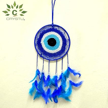 Crystu Evil Eye Dream Catcher Wall Hanging for Positive Energy and Protections 35 x 15 cm Approx