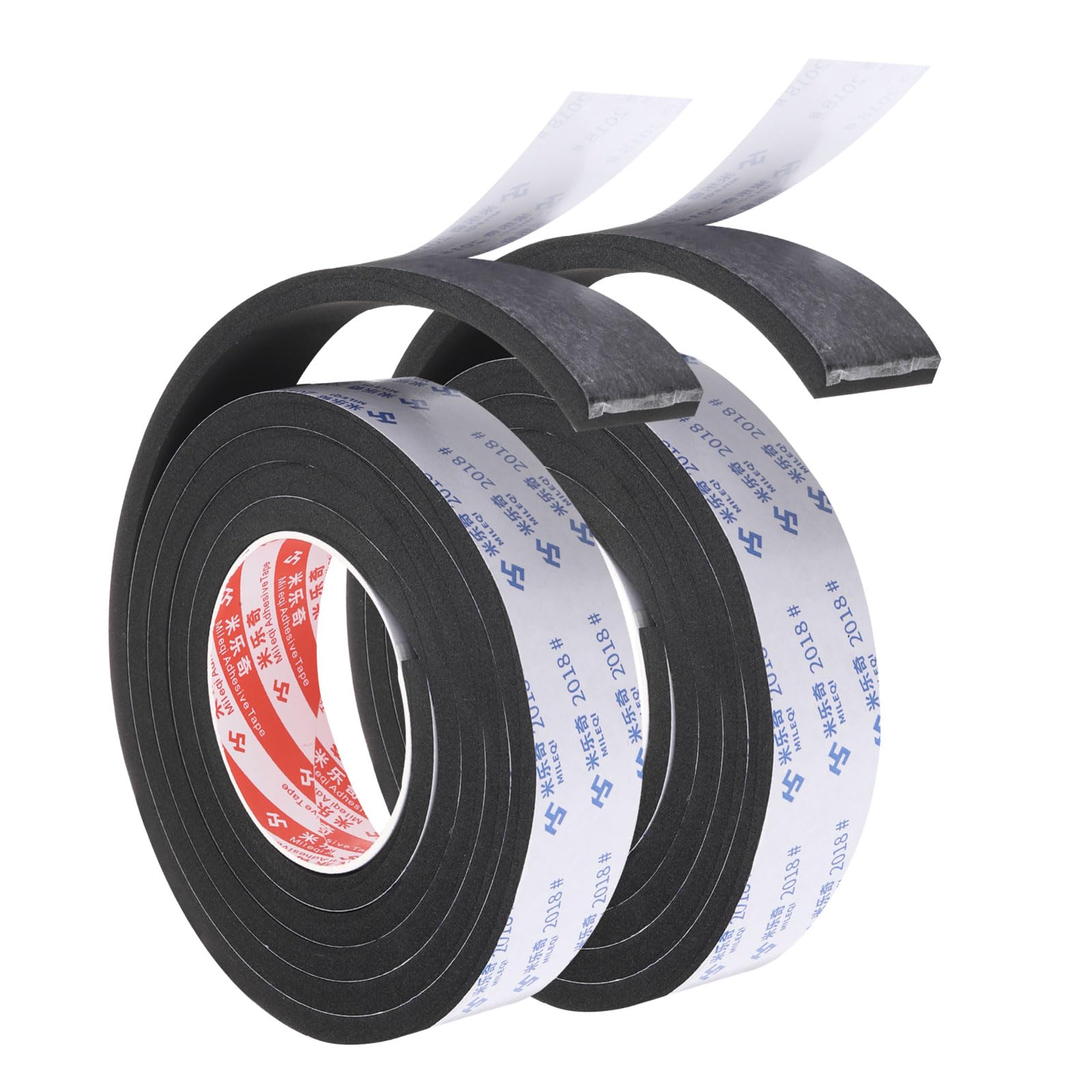 PATIKIL 2m/6.6ft Sealing Foam Tape, 2 Pack 3.5cm Wide 10mm Thick Single Sided Weather Stripping Door Seal Strip for Window Door Insulation, Black