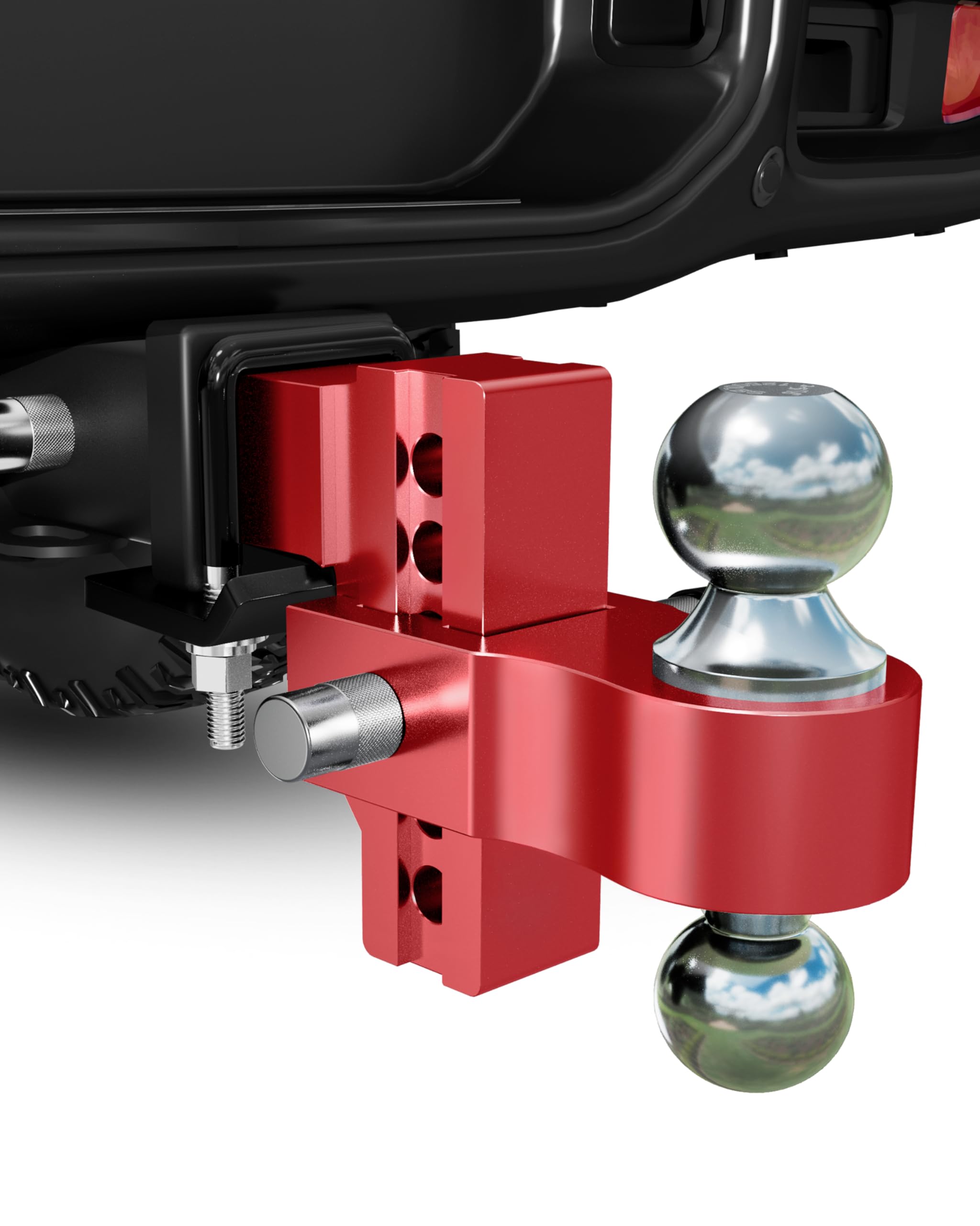 Photo 1 of ********PARTS ONLY********Adjustable Trailer Hitch, Fits 2 inch Receiver, 4 inch Drop/Rise Aluminum Drop Hitch, 12500LBS GTW, 2” & 2-5/16” Dual Ball, Ball Mount for Truck with Anti-Theft Hitch Locks, Hitch Tightener, Red