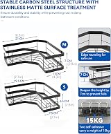 AceMining Shower Caddy 2 Pack Black Adhesive Wall Shelf Rust Resistant view 2