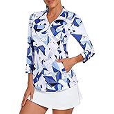 Viracy 3/4 Sleeve Womens Golf Shirts Quick Dry Quarter Zip Workout Tennis Polo Tops with Pocket