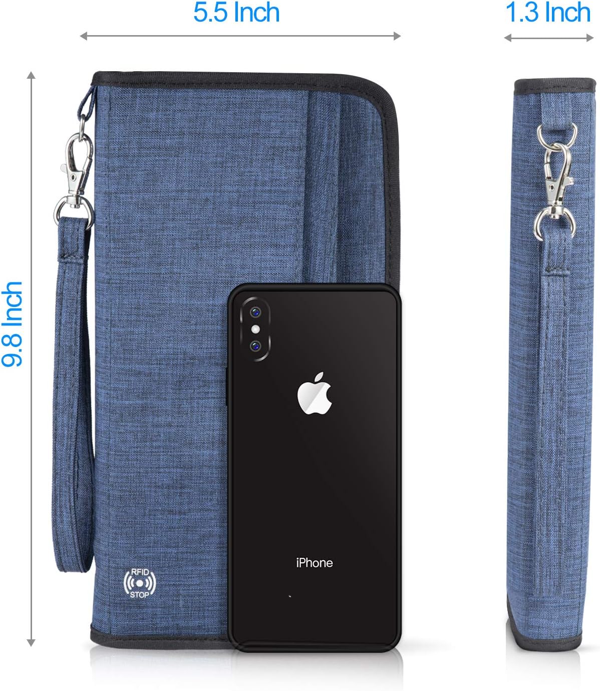 Vemingo Family Passport Holder RFID-Blocking Travel Wallet Ticket Holder Document Organizer with Zipper for Women Men, Fits 5 Passports: Clothing